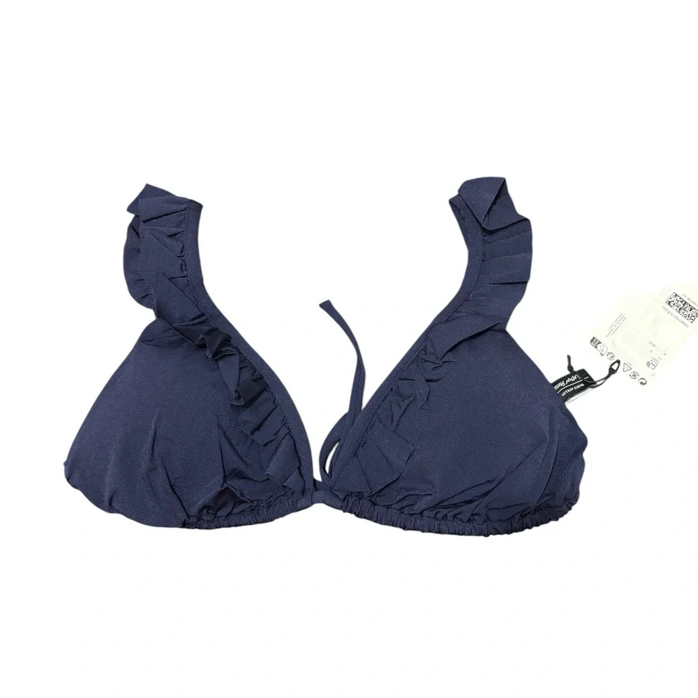& Other Stories Ruffle Bikini Top in Navy Size 10 NWT